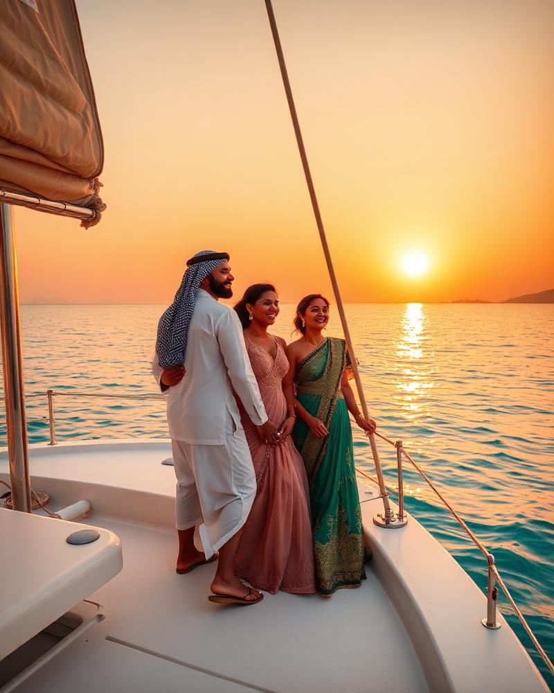 GCC family enjoying a private sunset sail on the Sri Lankan coast